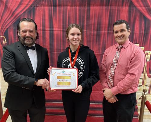 Left to Right: Dr. Branch, Karsyn Noe, Mr. Psyzkowski